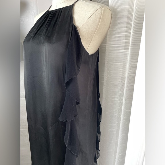 Kimchi Blue Lace Up Back Black Mini Ruffle Chiffon Halter Dress Size Small - Picture 7 of 12